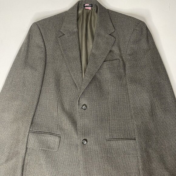 Geoffrey Beene Size 39L Men's 100% Lambs Wool Sports Coat Tweed Blazer Brown - Picture 9 of 10